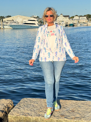 LULU-B WHITE BEACH TIME SWEATER LULU-B