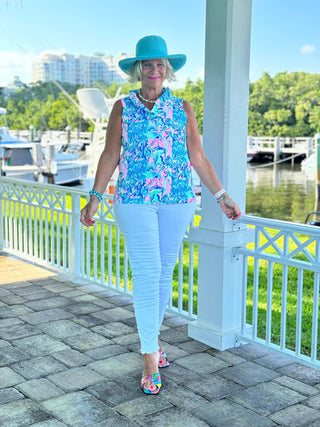 SPLASH OF PINK  SLEEVELESS RUFFLE LULU-B