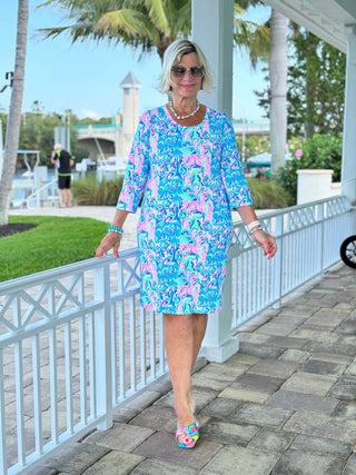 SPLASH OF PINK  SLEEVE DRESS LULU-B