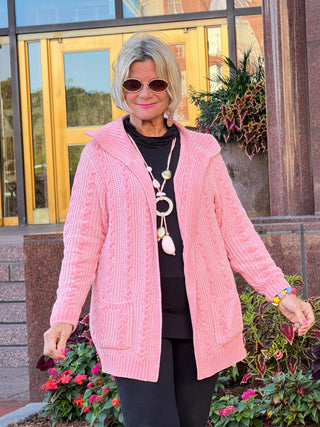 CARDIGAN PLUSH PINK CARDIGAN SWEATER Cathys Place