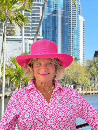 LULU B TROPIC PETALS 3/4 SLEEVE V-NECK COLLAR SHIRT LULU-B