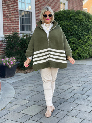 BAR HARBOR OLIVE ZIPPER Accent fashions