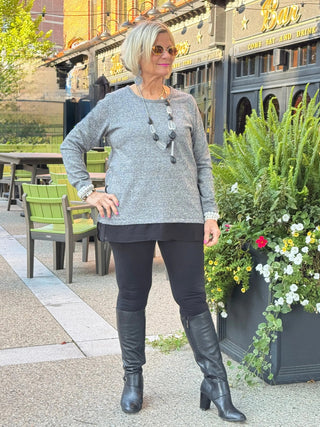 Crisscross Tunic with Sheer Hem Cathys Place