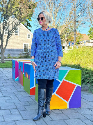 LULU-B SHADES OF BLUE SLEEVE DRESS LULU-B