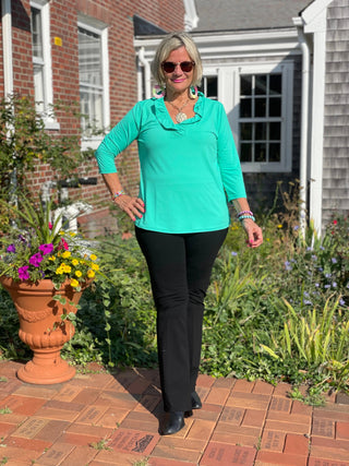 LULU-B SOLID MINT RUFFLE TOP LULU-B