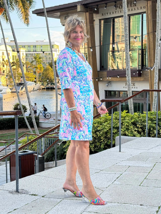 SPLASH OF PINK  ELBOW DRESS LULU-B