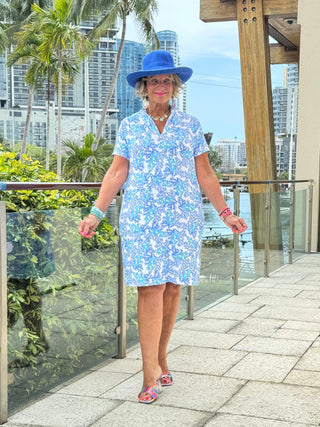 LULU B CORAL BREEZE HALF ZIPPER SHORT SLEEVE DRESS LULU-B