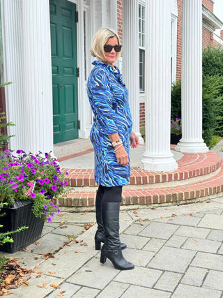 LULU-B SIZZLE BLUE RUFFLE SLEEVE DRESS LULU-B