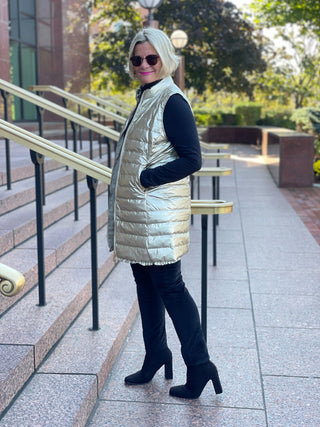 GOLD METALLIC HOLIDAY PUFFER VEST LULU-B