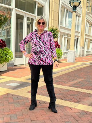 LULU-B SIZZLE PINK HALF ZIPPER TOP LULU-B