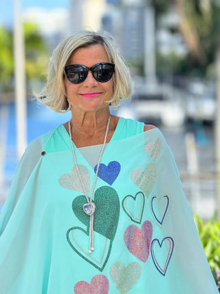 SWAROVSKI CRYSTAL SEAFOAM HEART TOP KOKOMO