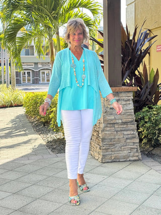 AQUA MESH RUFFLE WRAP LULU-B