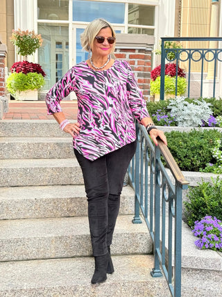 LULU-B PINK SIZZLE ASYMMETRIC TOP LULU-B