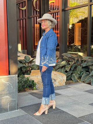 DENIM LACE FLOWER JACKET ETHYL JEANS