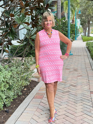 LULU-B CANDY PINK SCALLOP NECKLINE DRESS LULU-B