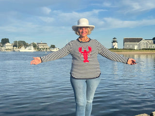 NAVY STRIPE LOBSTER SWEATER LULU-B