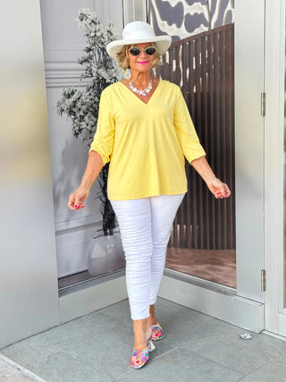 LULU-B YELLOW TAILORED V SLEEVE TOP LULU-B