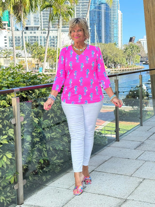 LULU B SEAHORSE BAY V NECK TOP LULU-B