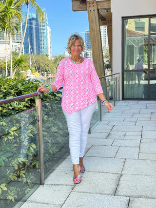 LULU B TROPIC PETALS ASYMMETRIC TOP LULU-B