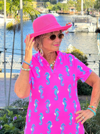 LULU B SEAHORSE BAY HALF ZIPPER SHORT SLEEVE DRESS LULU-B