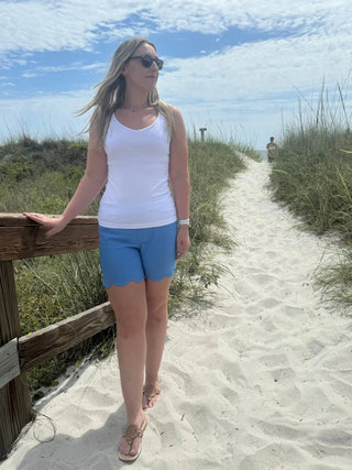 LULU-B TURQ CLEAR SCALLOP SHORTS LULU-B