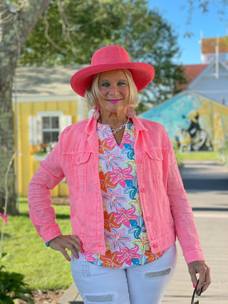 PALM BEACH GARDEN SHORT SLEEVE TOP LULU-B