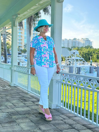 SPLASH OF PINK  SHORT SLEEVE LULU-B