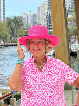 LULU B TROPIC PETALS MIDI SLEEVELESS 1/4 ZIP MAXI DRESS LULU-B