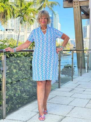 LULU B COASTAL BLOOM SHORT SLEEVE DRESS LULU-B