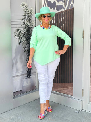 CLEAR LIME ASYMMETRIC TOP LULU-B