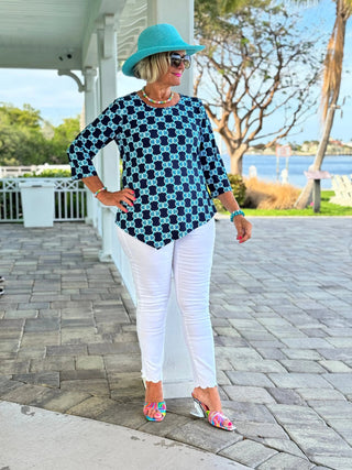 BLUE MEDALLION ASYMMETRICAL TOP LULU-B