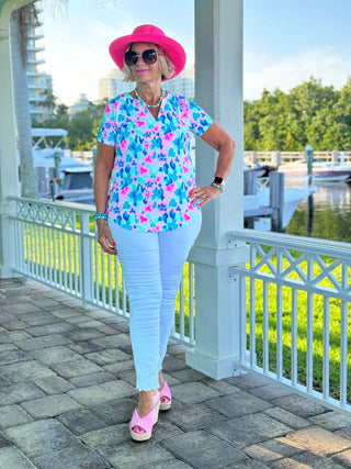 PINK PETALS SHORT SLEEVE TOP LULU-B