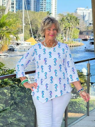 LULU B SHORELINE CHARM ASYMMETRIC TOP LULU-B