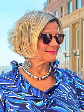 LULU-B SIZZLE BLUE RUFFLE TOP LULU-B