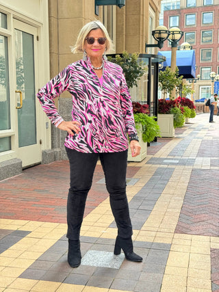 LULU-B SIZZLE PINK HALF ZIPPER TOP LULU-B