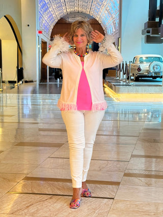 LULU-B WHITE CASHMERE FRINGE CARDIGAN LULU-B