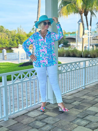 SPLASH OF PINK  HALF ZIPPER LULU-B