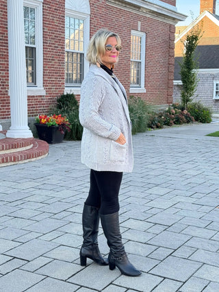 CARDIGAN PLUSH LIGHT GRAY CARDIGAN SWEATER Cathys Place