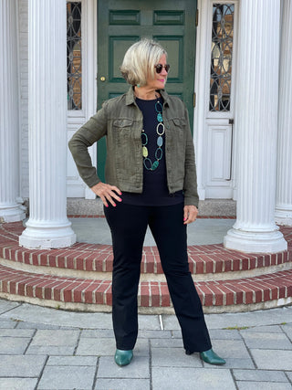 LULU-B NEW OLIVE LINEN JACKET LULU-B