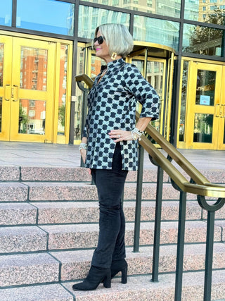 LULU-B BLACK & SILVER METALIC TUNIC LULU-B