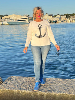 WHITE ANCHOR SWEATER LULU-B