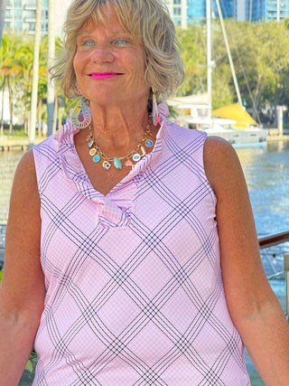 LULU B PINK CHIC SLEEVELESS RUFFLE TOP LULU-B