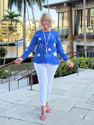 LULU-B CHENILLE BLU STAR SWEATER LULU-B