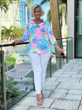 SALINA REEF RUFFLE SLEEVE TOP LULU-B