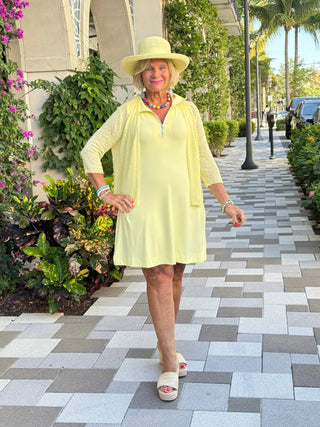 LULU-B SOLID HALF ZIPPER SUNSHINE SWING DRESS LULU-B