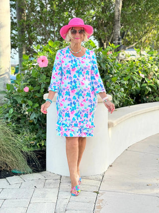 PINK PETALS  RUFFLE SLEEVE DRESS LULU-B