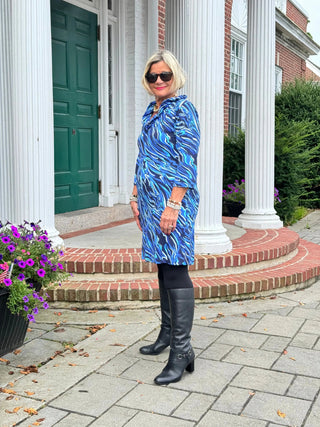 LULU-B SIZZLE BLUE RUFFLE SLEEVE DRESS LULU-B