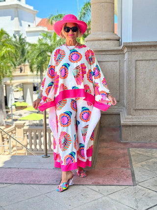 TROPICAL SEASHELL PALAZZO CATHYS RESORTWEAR