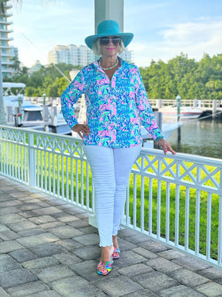 SPLASH OF PINK  HALF ZIPPER LULU-B