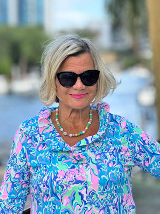 SPLASH OF PINK  RUFFLE SLEEVE TOP LULU-B